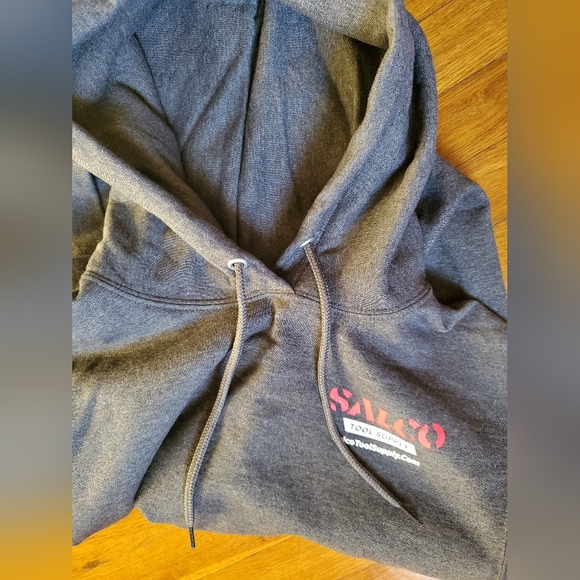 NWOT unisex cotton blend gray hoodie graphic SALCO Tool Supply sweater - Picture 7 of 7
